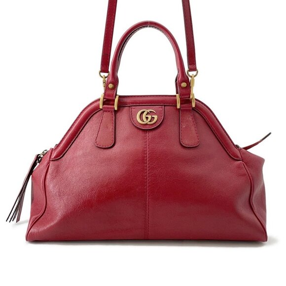GUCCI Liber top handle bag Size Medium Leather Red 516459 - Picture 1 of 16